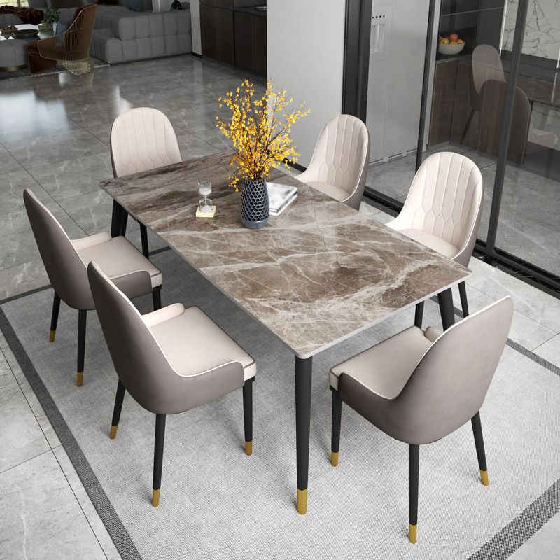 Glam Style 1/5/7 Pieces Dining Set with Stone Table Dining Furniture for Living Room