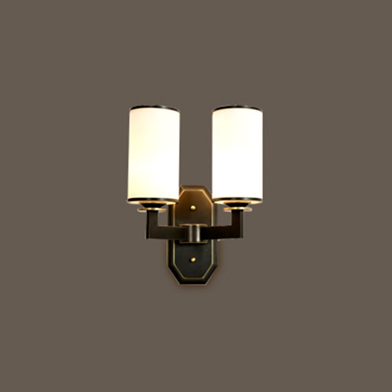 Moderno de estilo simple de estilo medio cilindro Medina de pared y vidrio 1 apliques de luz