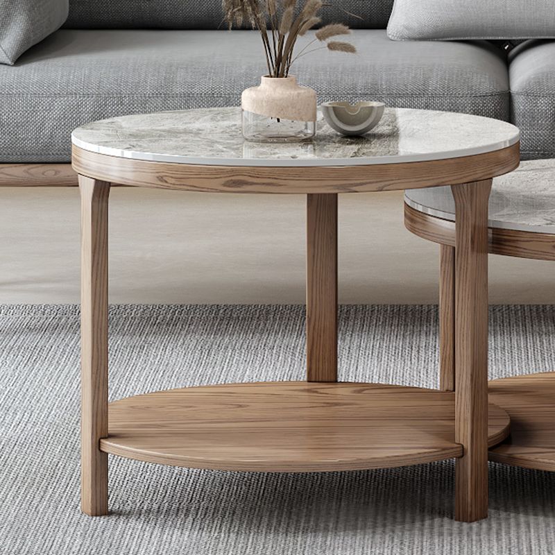 Modern Round 3 Legs Coffee Table No Distressing Coffee Table Set with Shelf