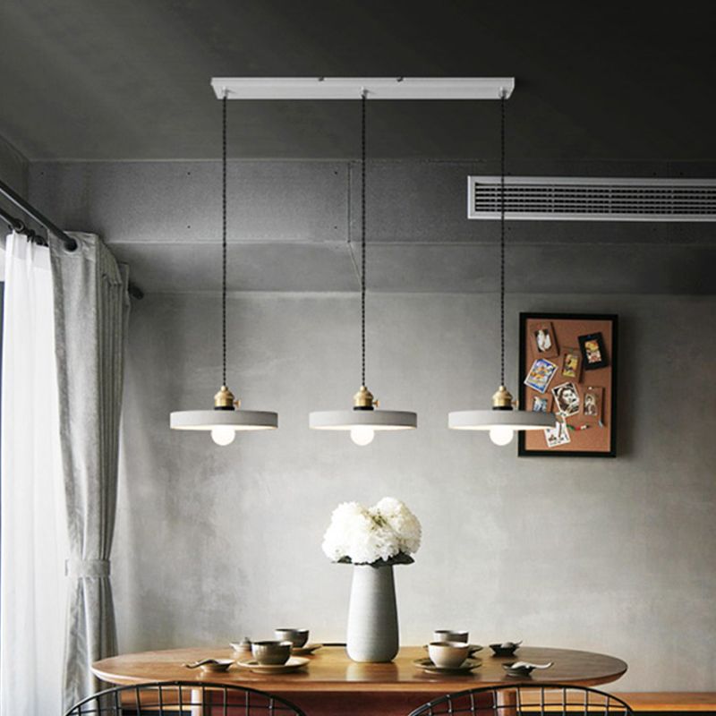 3-Light Multi Pendant Light Vintage Restaurant Hanging Lamp Kit with Bell/Cone/Drum Cement Shade in Grey, 3"/5"/6" Height