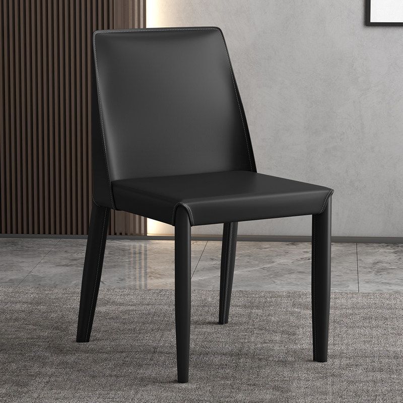 Contemporary Leather Dining Chair Parsons Chair in Matte Finish for Kitchen