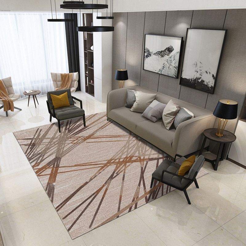 Casual Living Room Rug Multi Color Geo Printed Area Carpet Polypropylene Anti-Slip Washable Rug