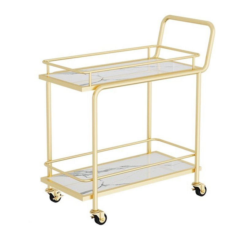 Modern Home Dining Prep Table Rolling Metal Open Storage Prep Table