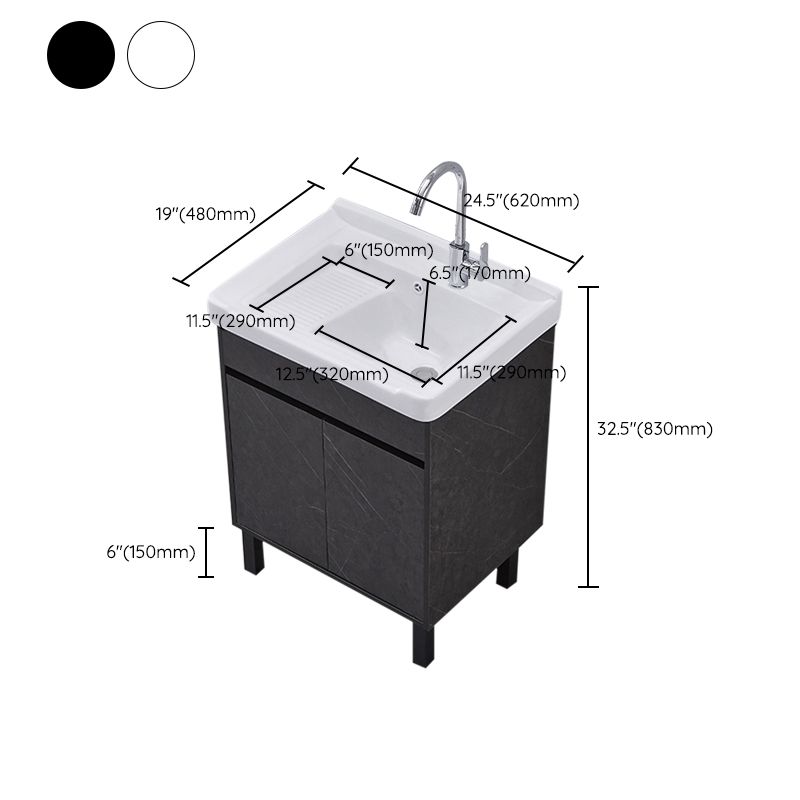 Single Sink Vanity Set Freestanding Rectangle 2 Doors Wood Bath Vanity
