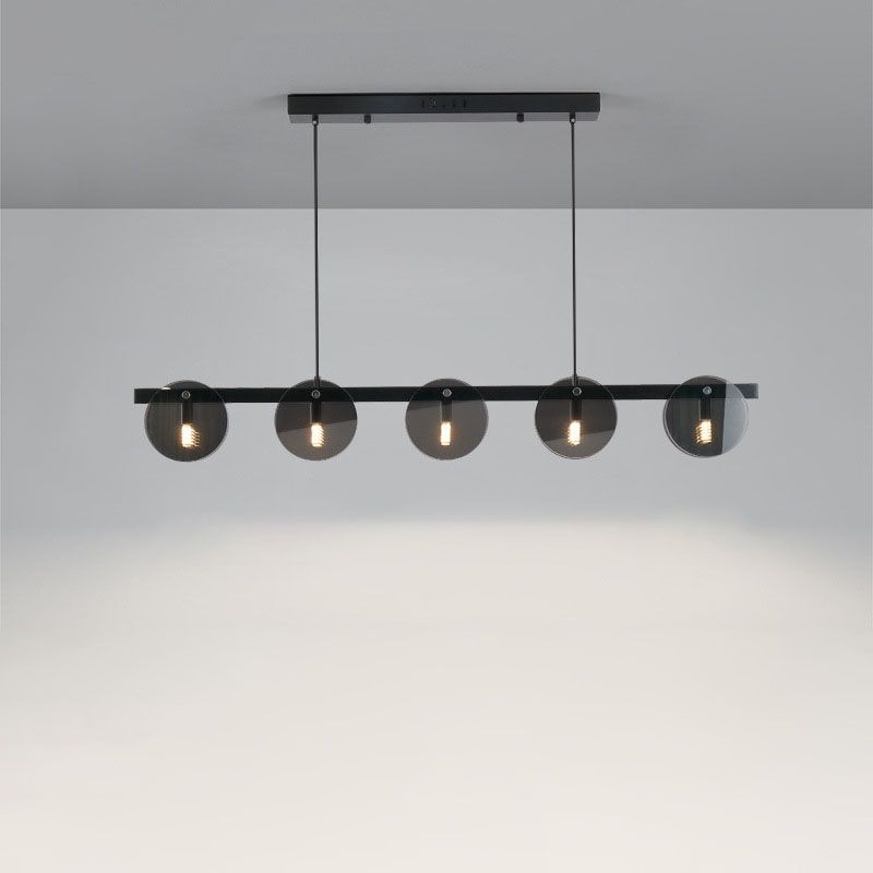 Modern Luxury Pendant Light Metal Circular Island Light with Glass Shade