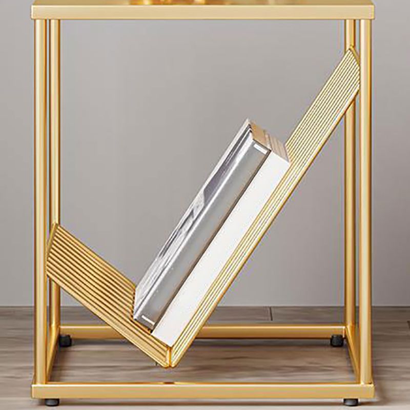 1 Shelf Glam Bedside Cabinet Metal Nightstand Open Storage Night Table ,19.7" Tall