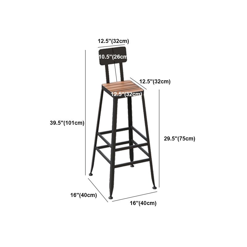 Industrial Metal Counter-height Stool Footrest Low Back Outdoor Counter Bar Stool in Black