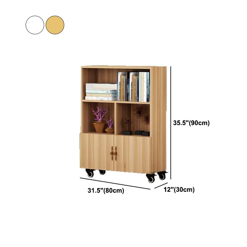 Contemporary Standard Bookcase Vertical Closed Back Bookshelf with Wheels