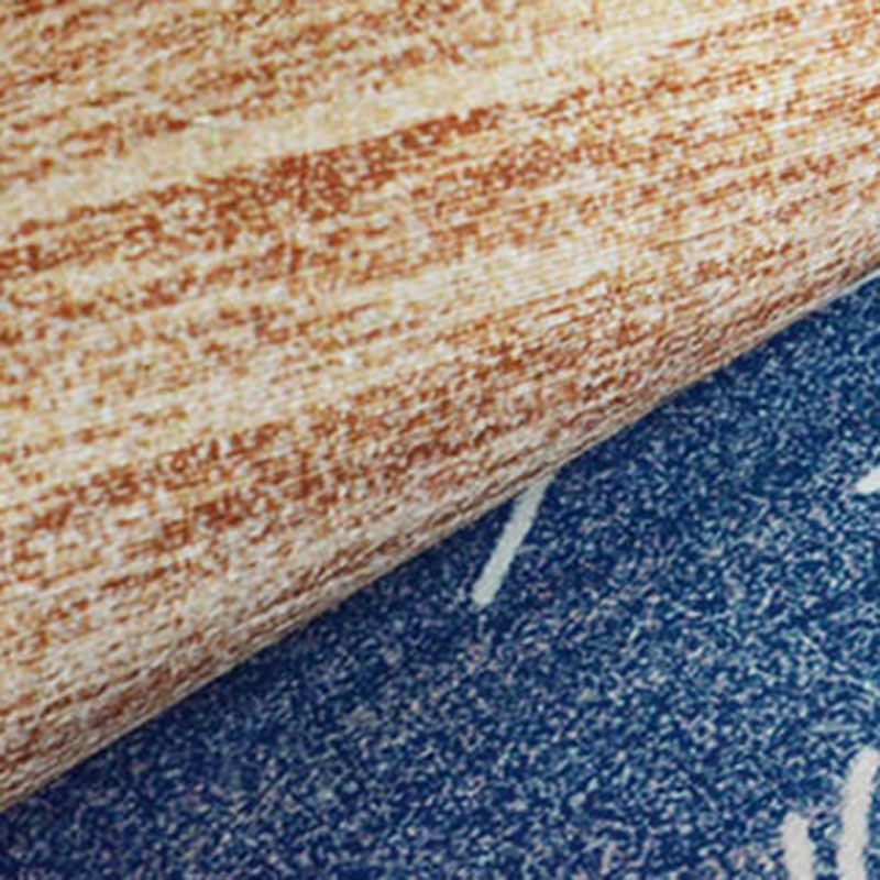 Round Blue Tone Modern Area Rug Polyester Ink Traces Carpet Non-Slip Backing Rug for Home Decoration