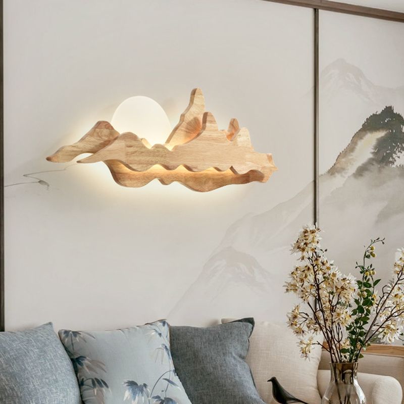 Wooden Wall Sconce Modern Style LED Wall Mount Lamp with Acrylic Shade for Bedroom