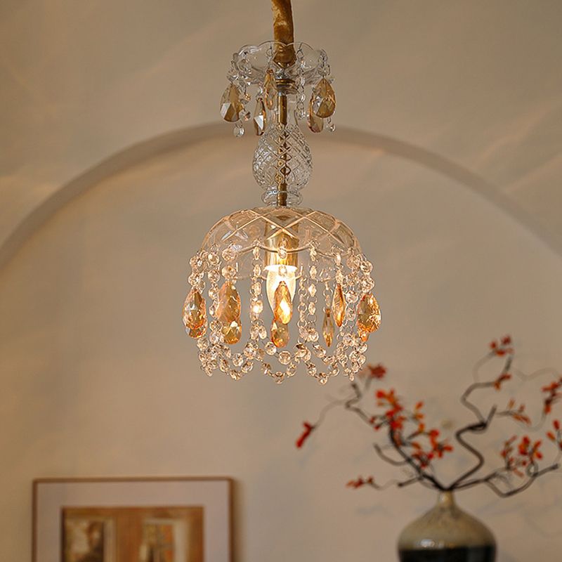 Estilo moderno Sombra única Carril de vidrio claro 1 Lámpara colgante de luz con cristal