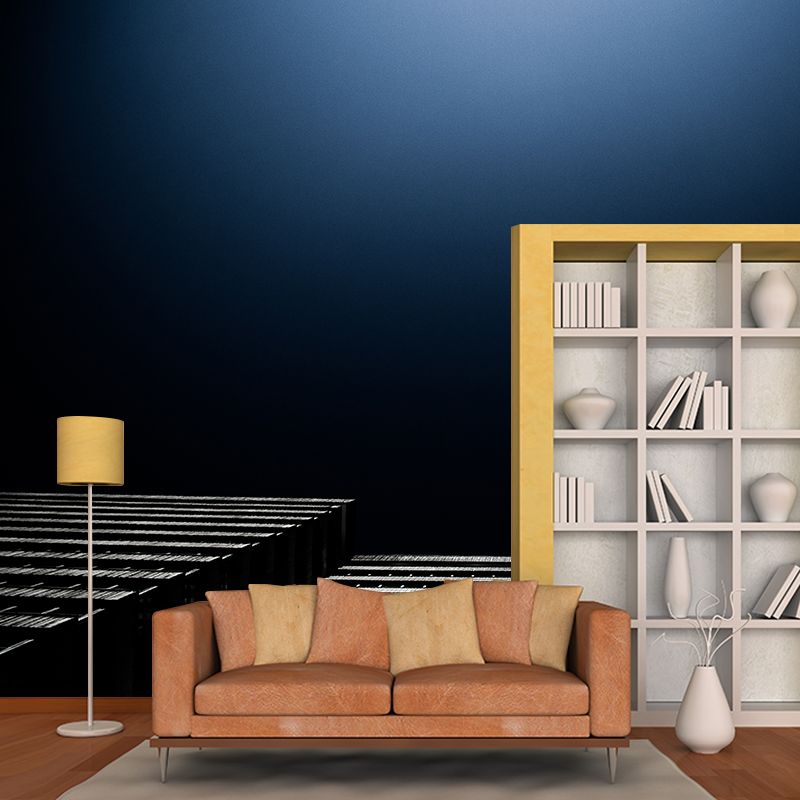 Night City Building Wall Mural Contemporary Style for Meeting Room, Moisture Resistant