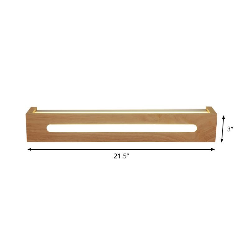 Rechthoekige LED -wand SCONCE Minimalistisch houten 14 "/18" /21,5 "breed 1 licht bad ijdelheid licht met diffuser in warm/wit licht