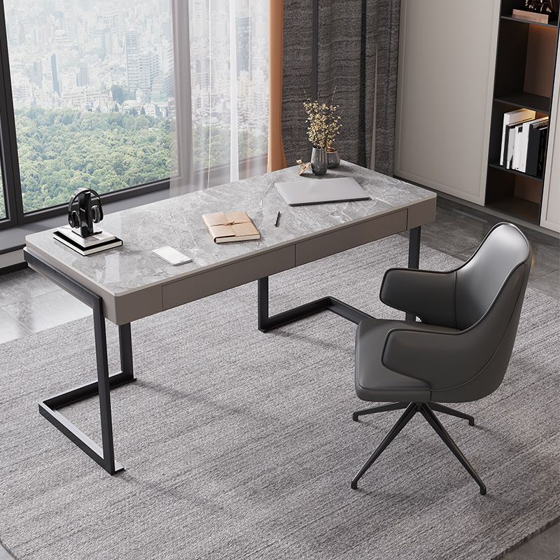 29.53" H Industrial Office Desk Rectangular Secretary Desk with 2 Storage Drawers