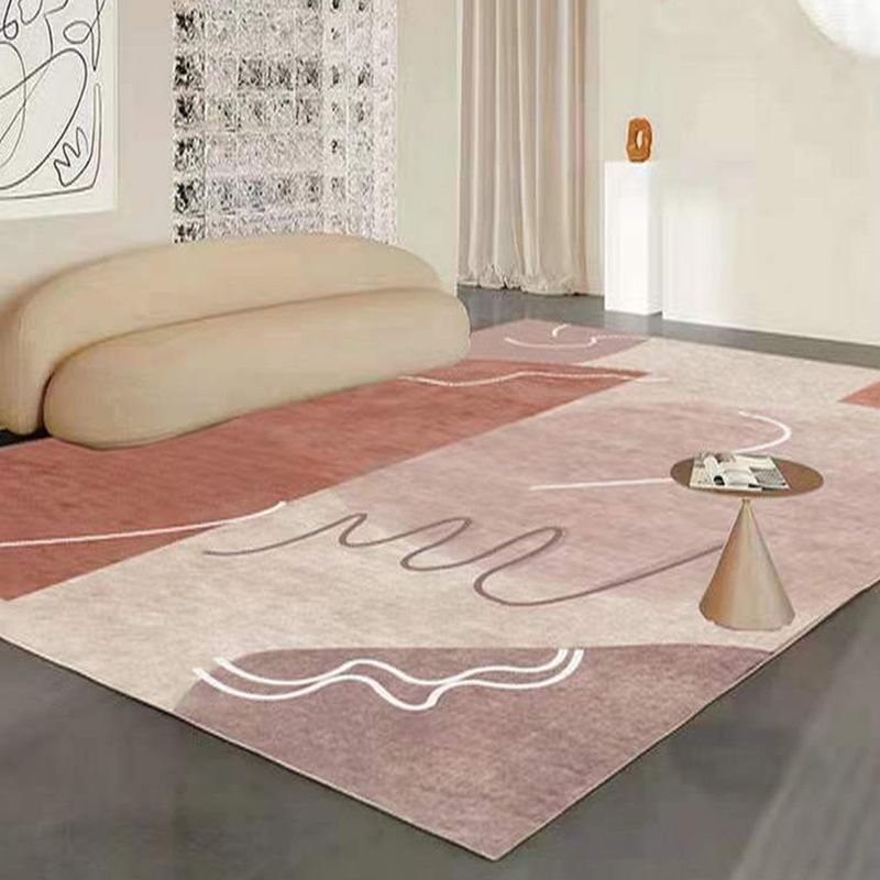 White Color Lump Rug Polyester Simple Rug Stain Resistant Rug for Drawing Room