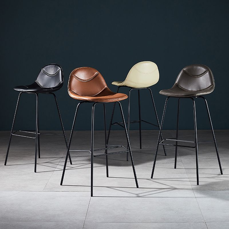 Low Back Bar & Counter Stool Bucket Industrial Quilted Leather Counter Stool