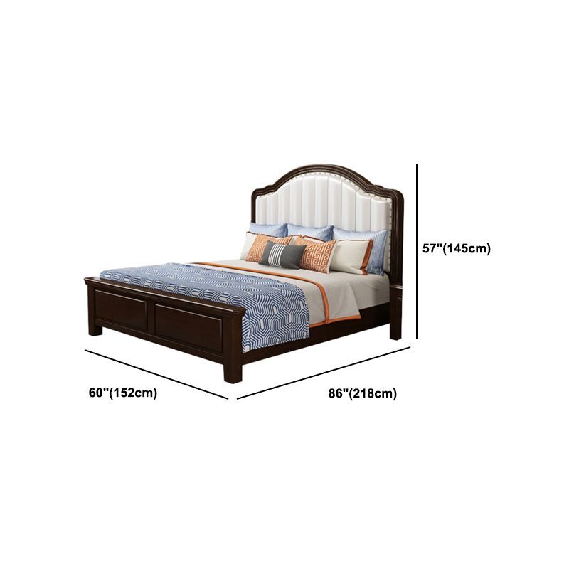 Contemporary Bed Frame Rubber Wood Panel Bed with Upholstered Headboard