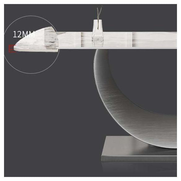 Glam Style Dining Sintered Stone Table Dining Rectangle Table with Metal Legs