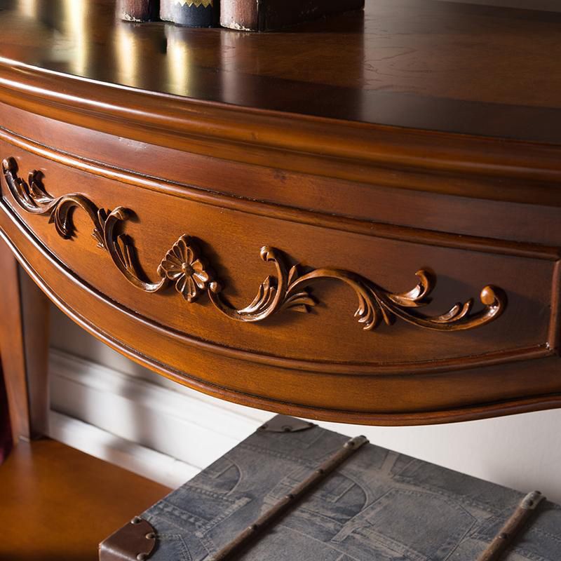 Victorian Brown Accent Table Free Form Console Sofa Table for Hall