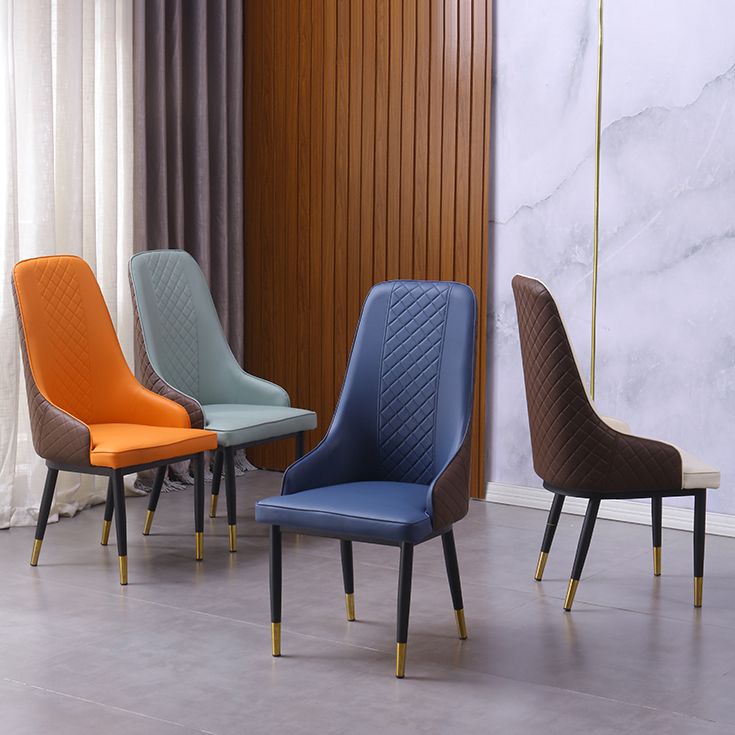 Minimalist Style Upholstered Side Chair Leather Dining Armless Chair for Home Use