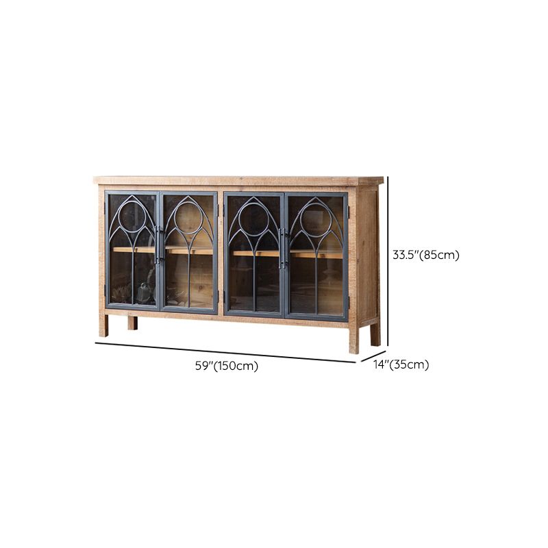 Wooden Traditional Curio Cabinet Glass Doors Display Stand with Drawers