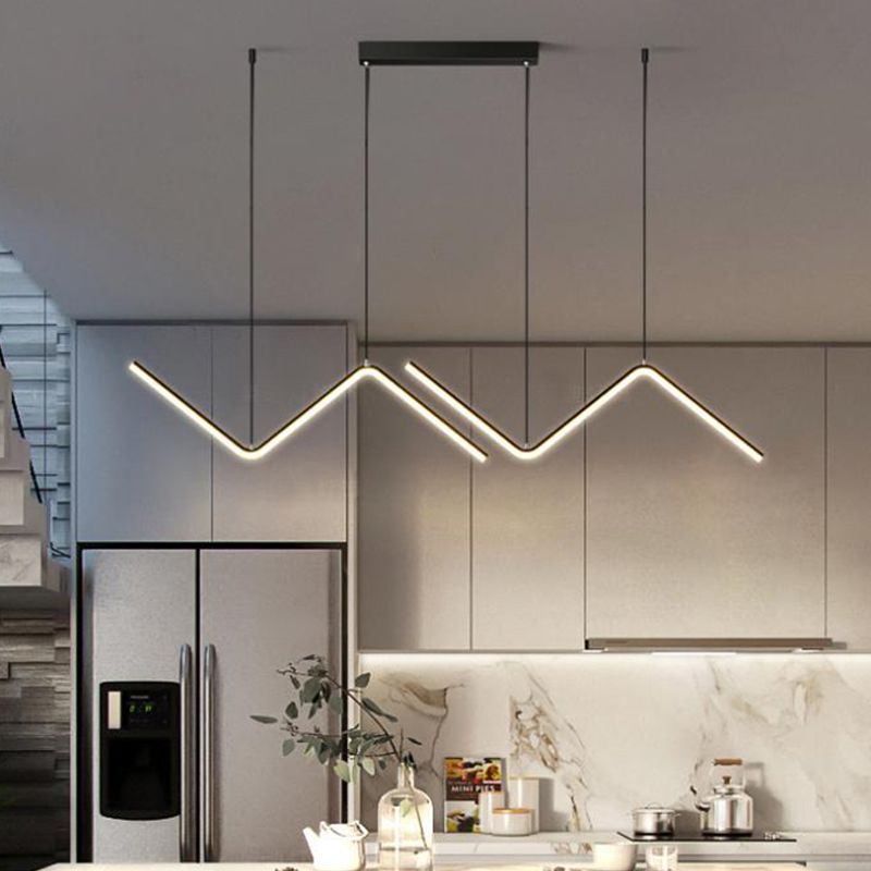 Contemporary Island Light Linear Metal 2 Light Island Lights en negro