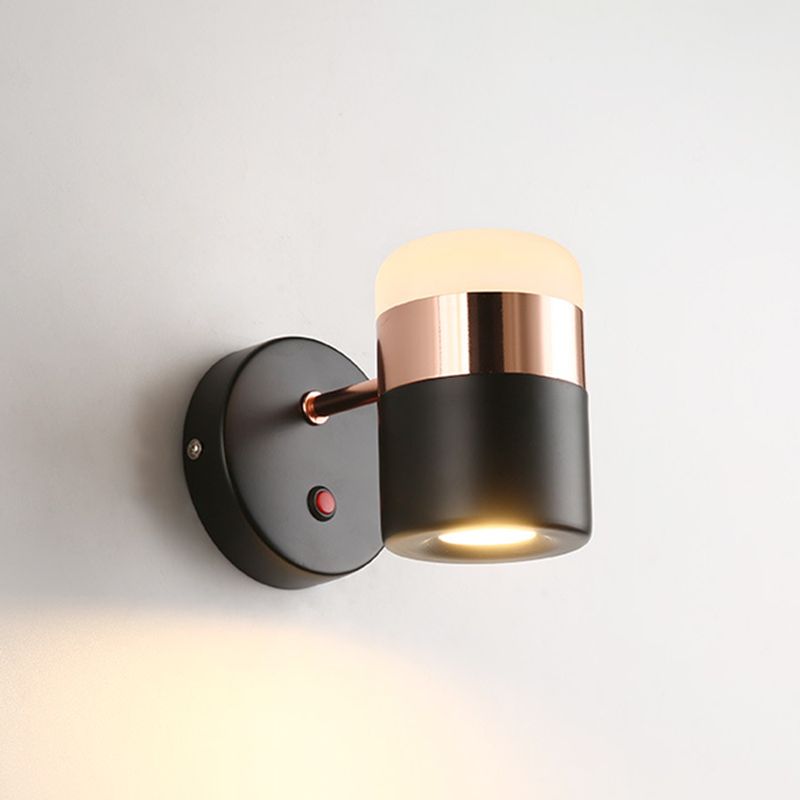1-Light Cylindrical Simplicity Wall Sconce 4.3" Height Modern Style Rotatable Mini Wall Lamp