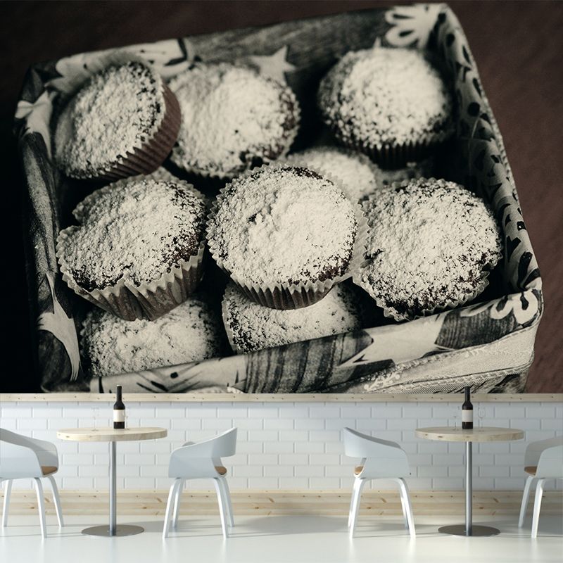 Muffins Cake Mural Wallpaper Washable Wall Decoration for Dessert Shop
