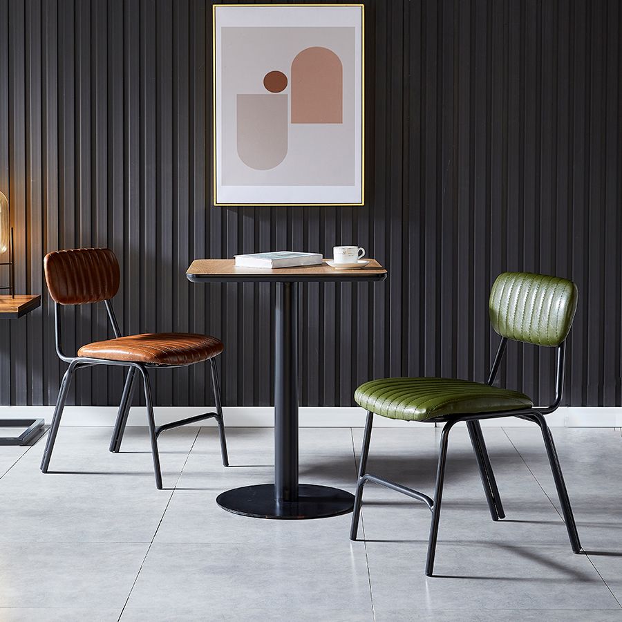 Sillas laterales de comedor con respaldo abierto de diseño industrial Sillas de comedor de piel sintética