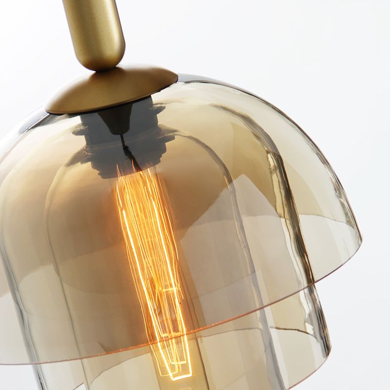 Cognac Triple-layer Glass Shade Suspension Light 9.8" Wide Modern Style Lighting Fixture for Entrance Hallway