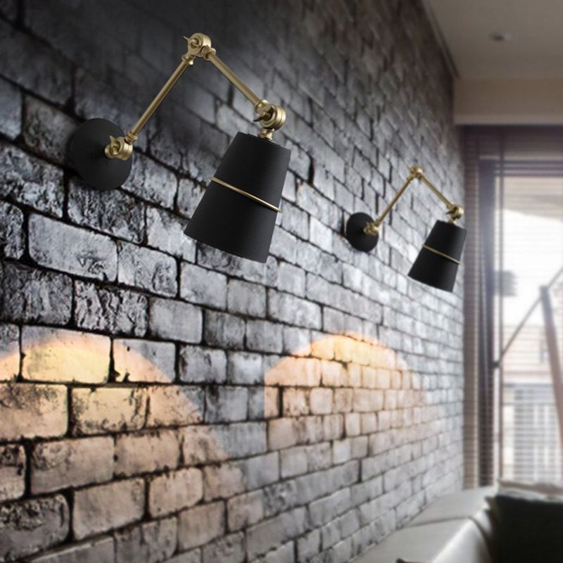 Nordic Metal Wall Light Bucket Shape Adjustable Wall Sconce for Living Room