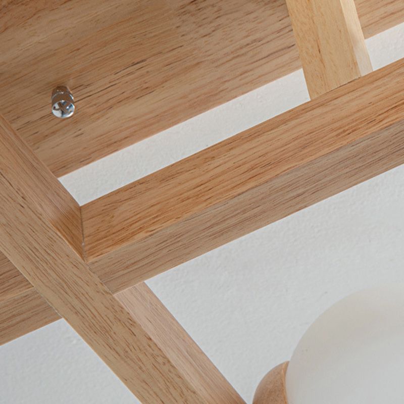 Contemporary Square Flush Light Fixture Wood Flush Mount Ceiling Fixture in Brown