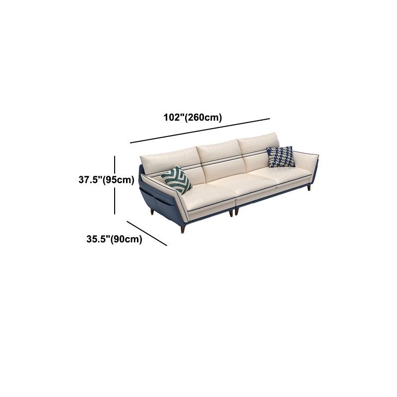 Leather Pillow Top Arm Sofa 37.4"High Cushion Back Sectional Sofa with Storage