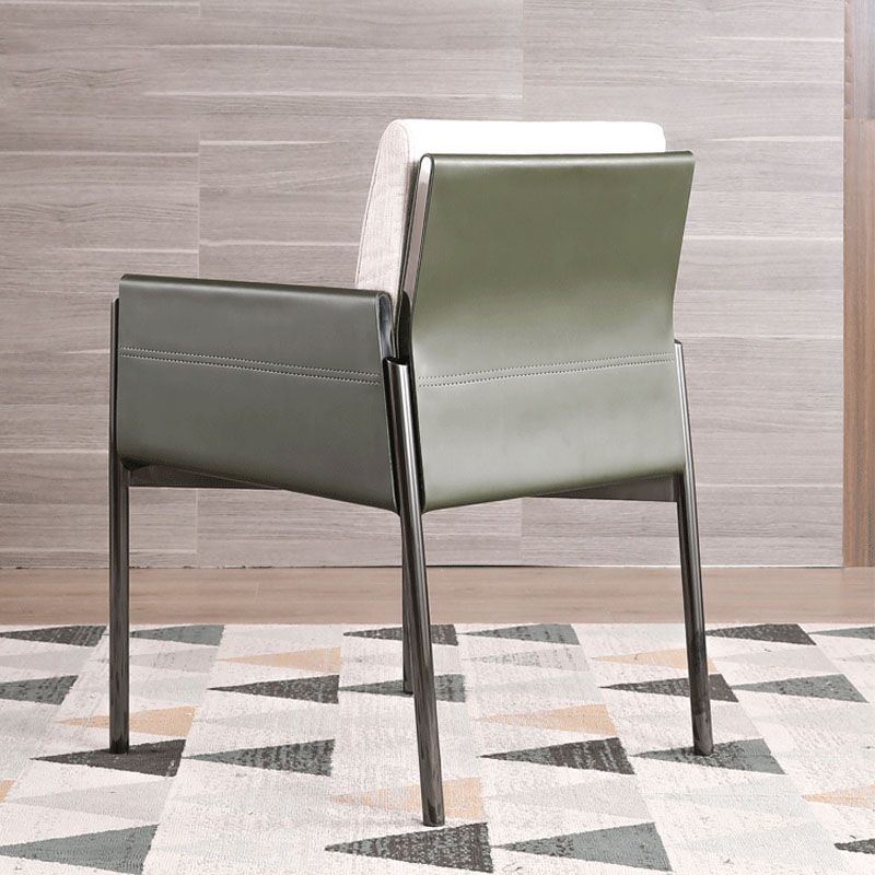 Matte Finish Hotel Dining Chair Contemporary Upholstered Solid Back Arm Chair