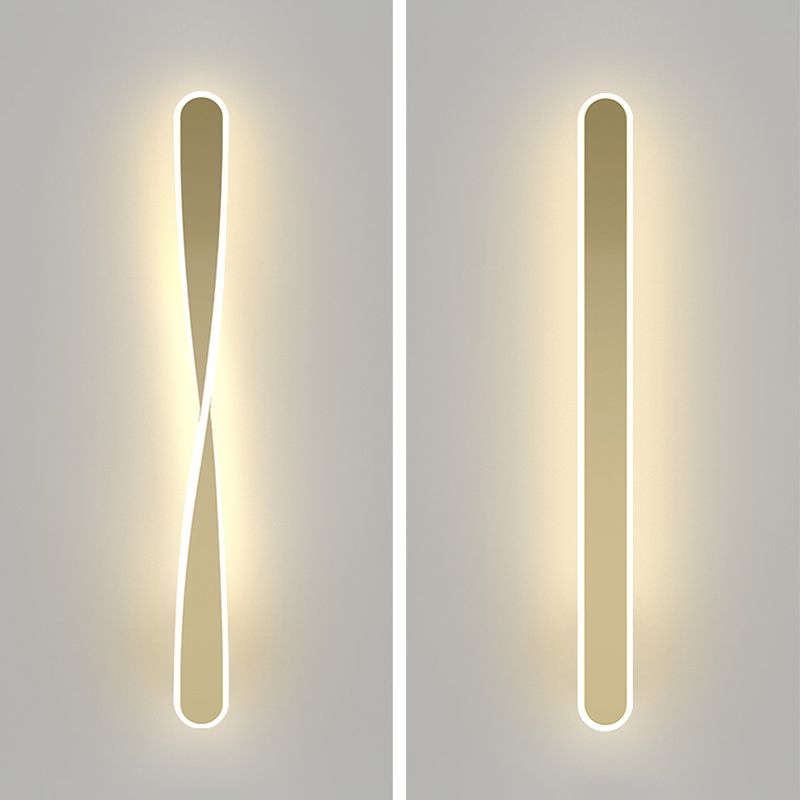 LED Line Shaped Wall Mount Light Fixture Postmodern Style Metal Wall Sconce