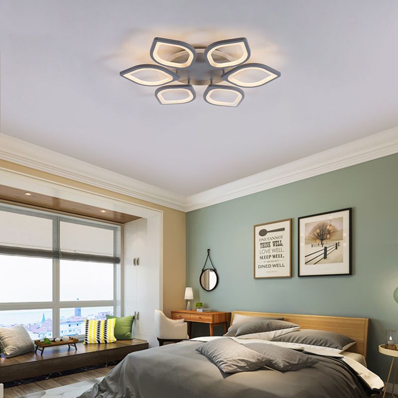Gris Fleur à LED Ceiling Mount Light Modern Acrylique Neutre / Warm / White Flushmount Light pour la salle à manger