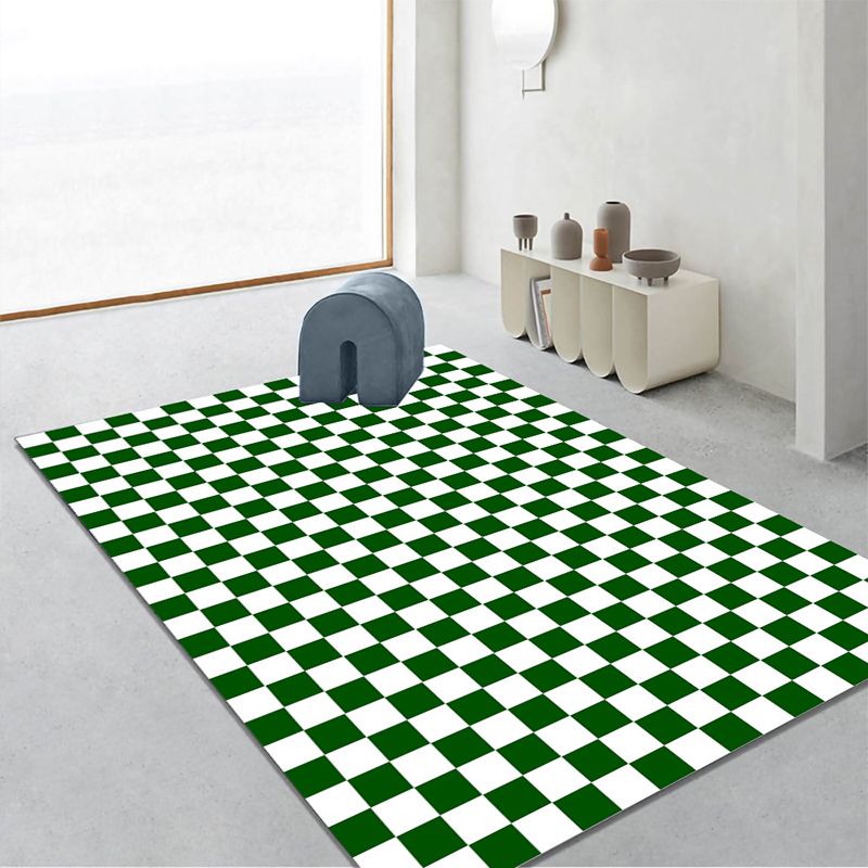 Contemporary Checkered Print Rug Polyester Carpet Stain Resistant Indoor Rug for Home Decoration