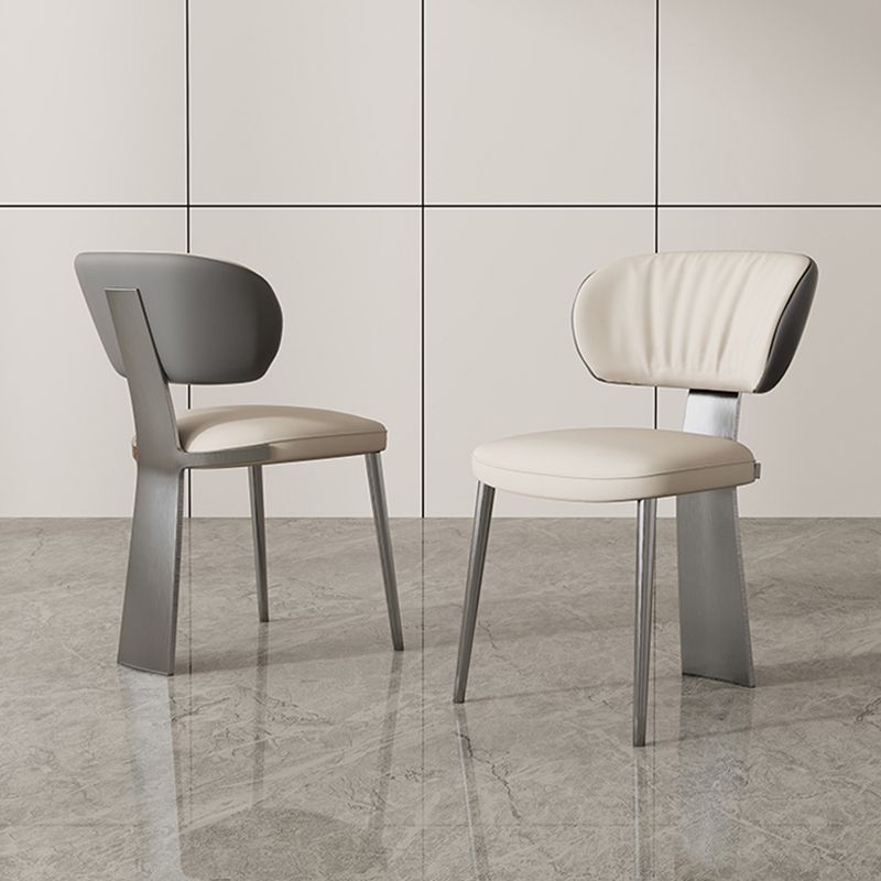 Glam Dining Chair Armless Dining Chair with Metal Legs for Kitchen