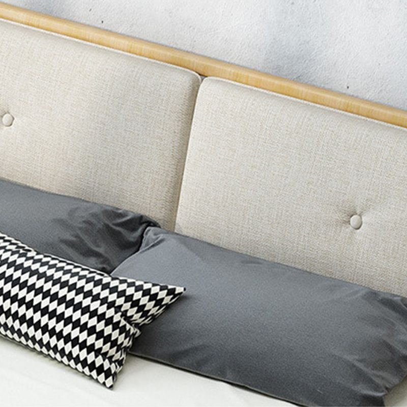 Modern Panel Bed Solid Wood Panel Standard Bed with Headboard