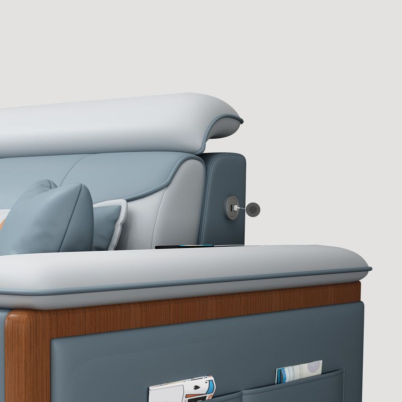 Modern Contemporary Pillow Top Arm Sectional, Faux Leather Sectional Sofa