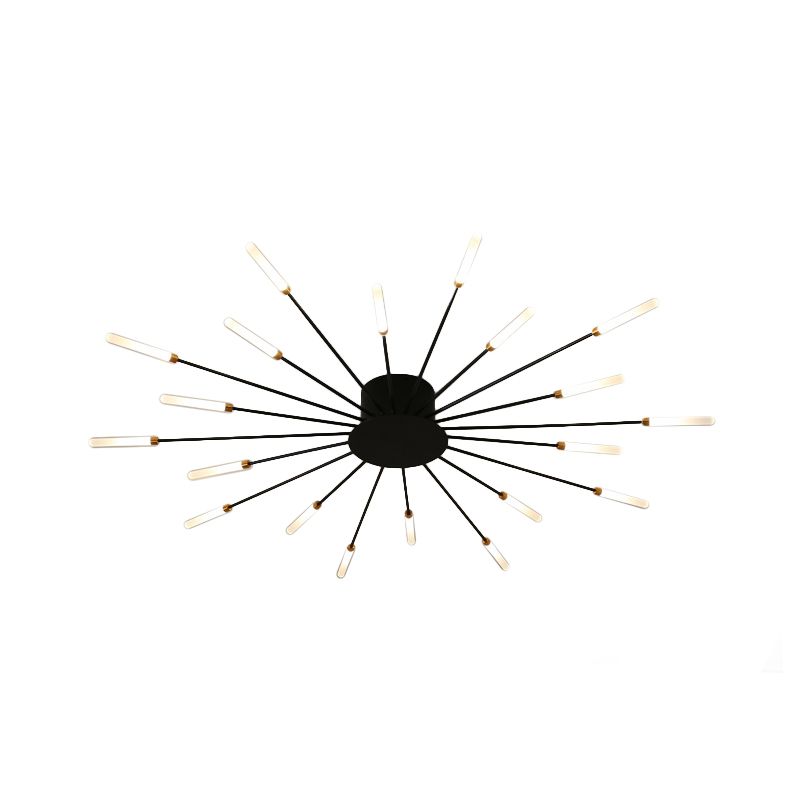 Lámpara de techo con ráfaga negra/dorada, lámpara LED acrílica semiempotrada contemporánea de 12/18/28 luces para dormitorio