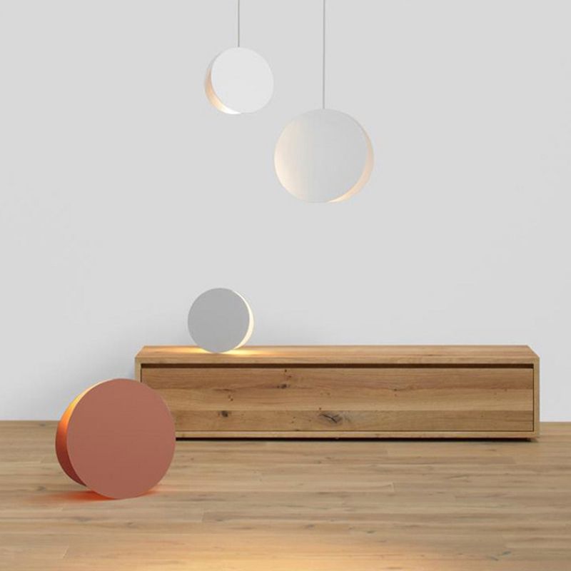 Shell Inspired Round Pendant Lamp Macaron Style Metal 1-Light Diner Ceiling Light