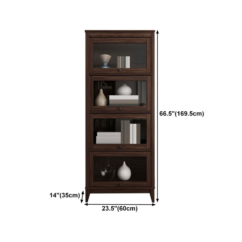 Espresso Shelf Bookcase Modern & Contemporary Bookshelf with Doors for Study Room