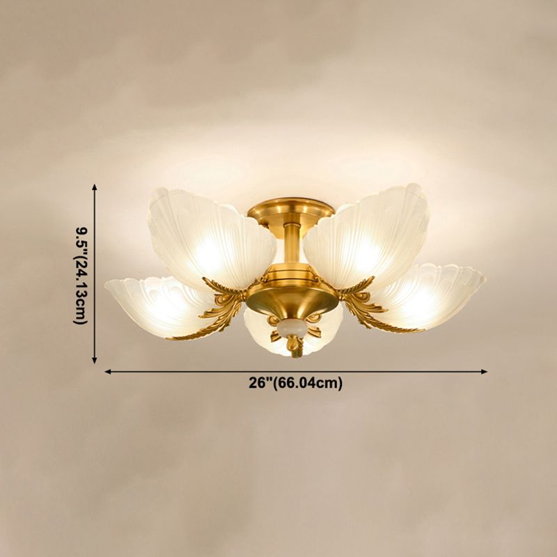 Lampada da soffitto in vetro con montaggio a semi-incasso Lampada da soffitto in ottone stile moderno