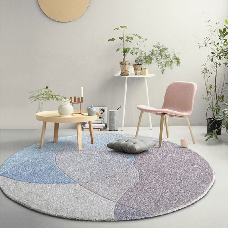 Tapis moderne à blocs de couleurs, en Polyester, rose, facile d'entretien, lavable, pour la décoration de la maison