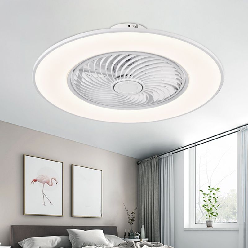 Acrylkreis -LED -Deckenventilatoren im modernen prägnanten Stil Schmiedeeisen Deckenelement für Schlafzimmer
