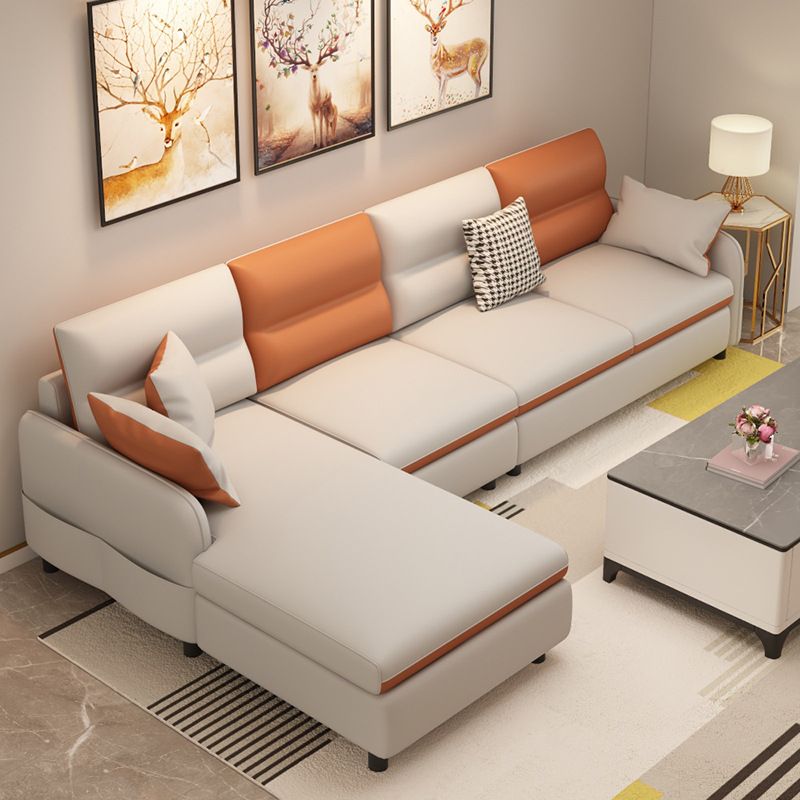 Modern 29.5"H Faux Leather Square Arm Sofa & Chaise for Living Room