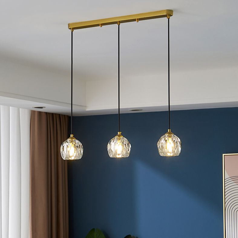 Crystal Sphere Down Lighting Pendant Modern Style Suspension Pendant Light in Gold