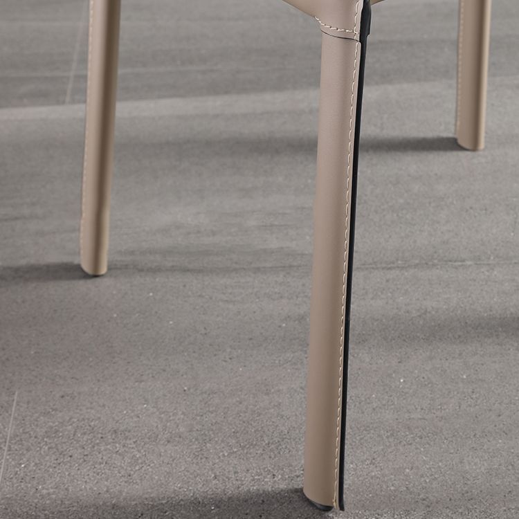 Faux Leather Kitchen Dining Chairs Armless Chairs with Metal Base