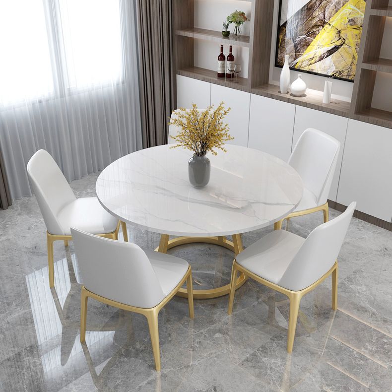 Tavolo da pranzo rotondo contemporaneo bianco sinterizzato in pietra tavolo da pranzo con base di piedistallo